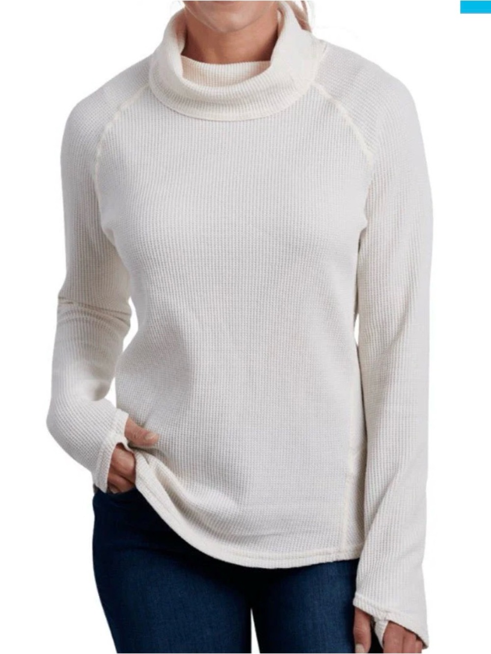 Kuhl Petra Thermal Waffle Turtleneck Shirt 
Women's Lightweight Cream EUC